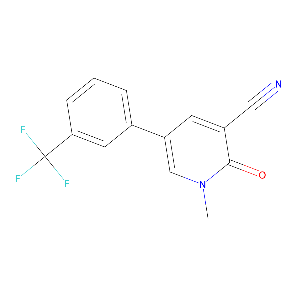 1-Methyl-2-oxo-5-[3-(trifluoromethyl)phenyl]-1,2-dihydro-3-pyridinecarbonitrile molecular structure, CAS 338964-42-4