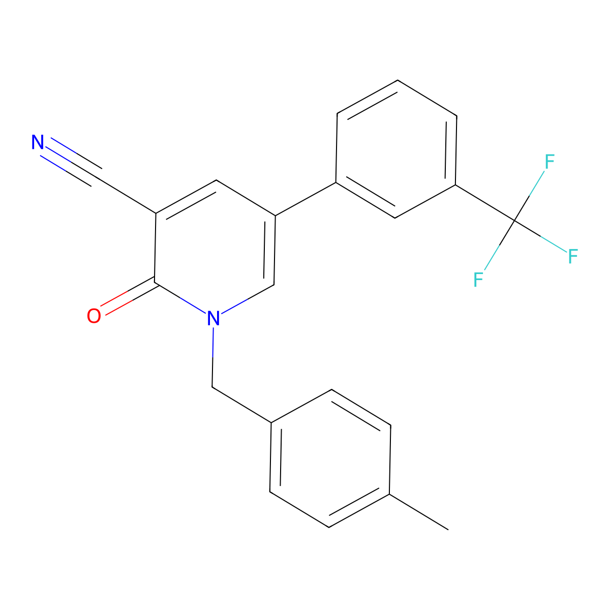 1-[(4-Methylphenyl)methyl]-2-oxo-5-[3-(trifluoromethyl)phenyl]pyridine-3-carbonitrile molecular structure, CAS 338964-44-6