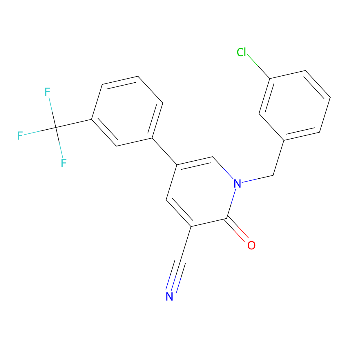 1-(3-Chlorobenzyl)-2-oxo-5-[3-(trifluoromethyl)phenyl]-1,2-dihydro-3-pyridinecarbonitrile molecular structure, CAS 338964-47-9