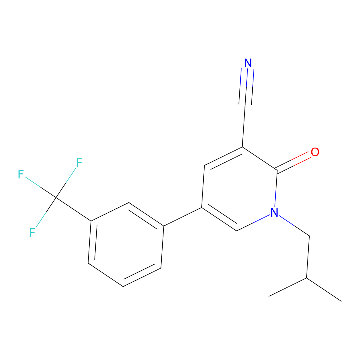 1-(2-Methylpropyl)-2-oxo-5-[3-(trifluoromethyl)phenyl]pyridine-3-carbonitrile molecular structure, CAS 338964-50-4