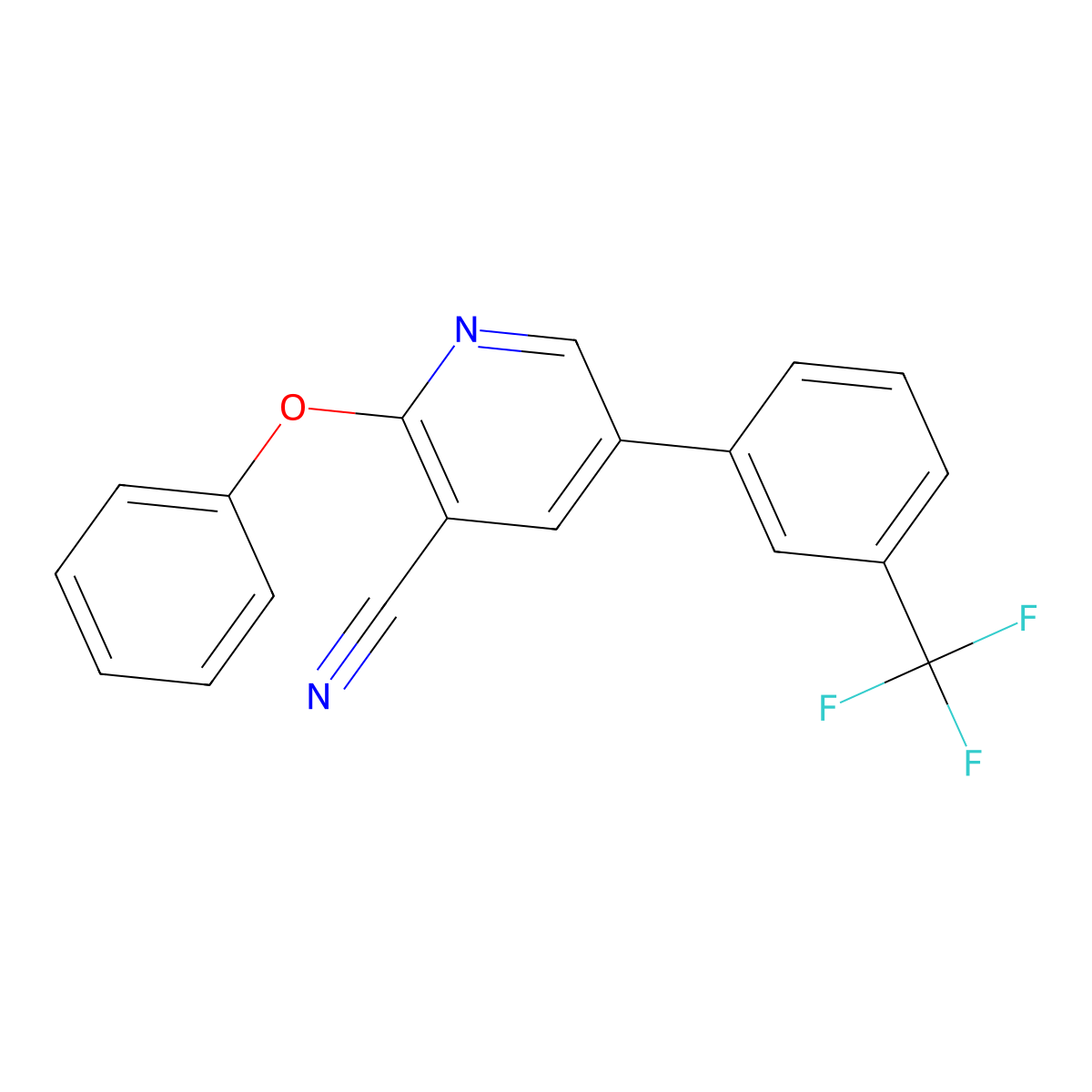 2-Phenoxy-5-[3-(trifluoromethyl)phenyl]nicotinonitrile molecular structure, CAS 338964-52-6
