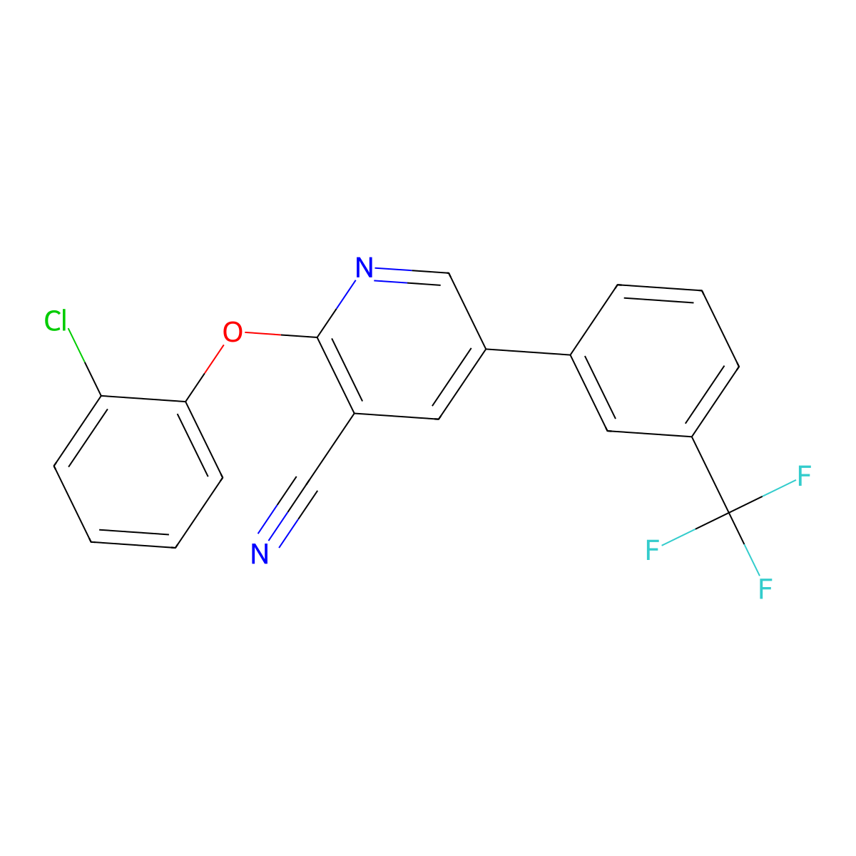2-(2-Chlorophenoxy)-5-[3-(trifluoromethyl)phenyl]pyridine-3-carbonitrile molecular structure, CAS 338964-53-7