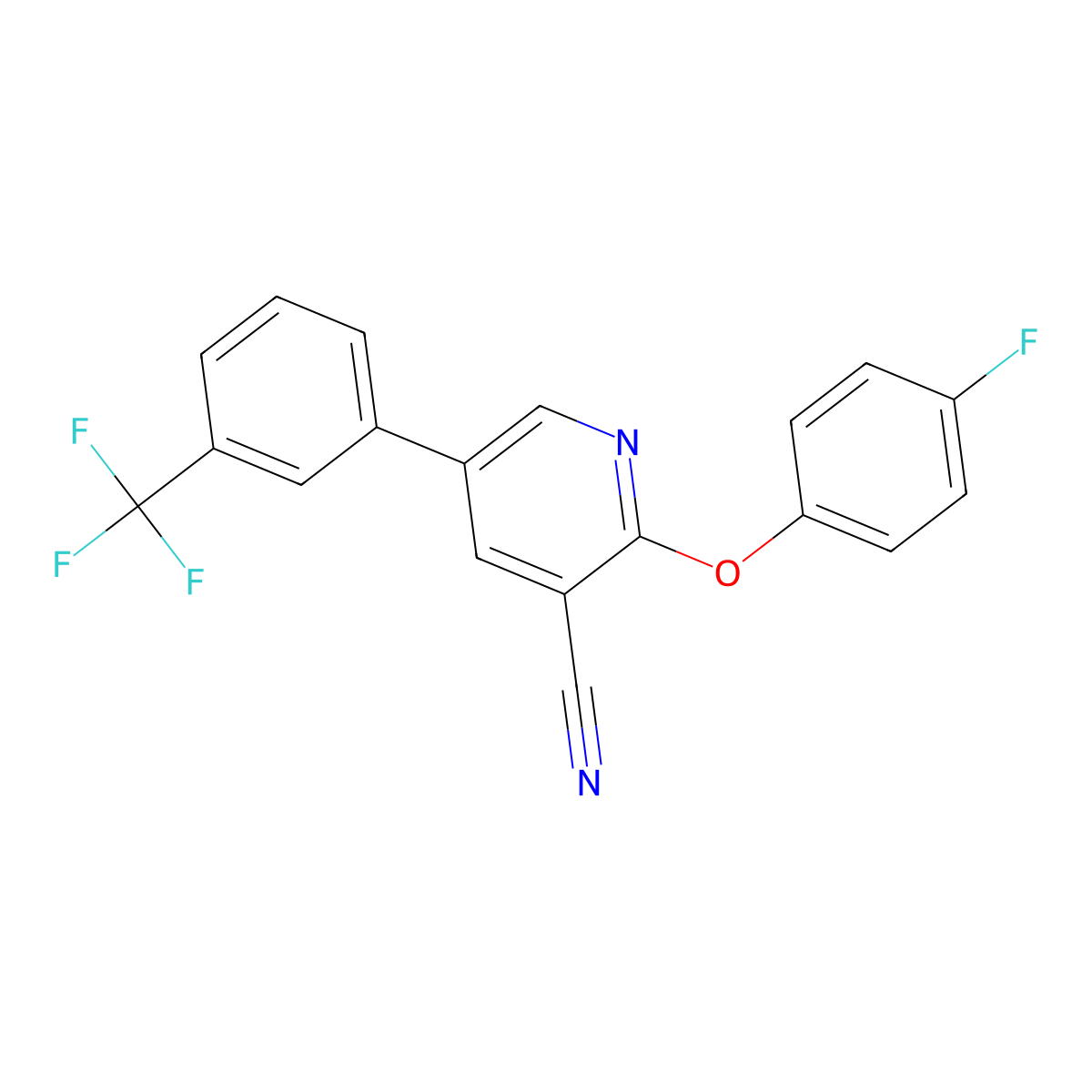 2-(4-Fluorophenoxy)-5-[3-(trifluoromethyl)phenyl]pyridine-3-carbonitrile molecular structure, CAS 338964-57-1