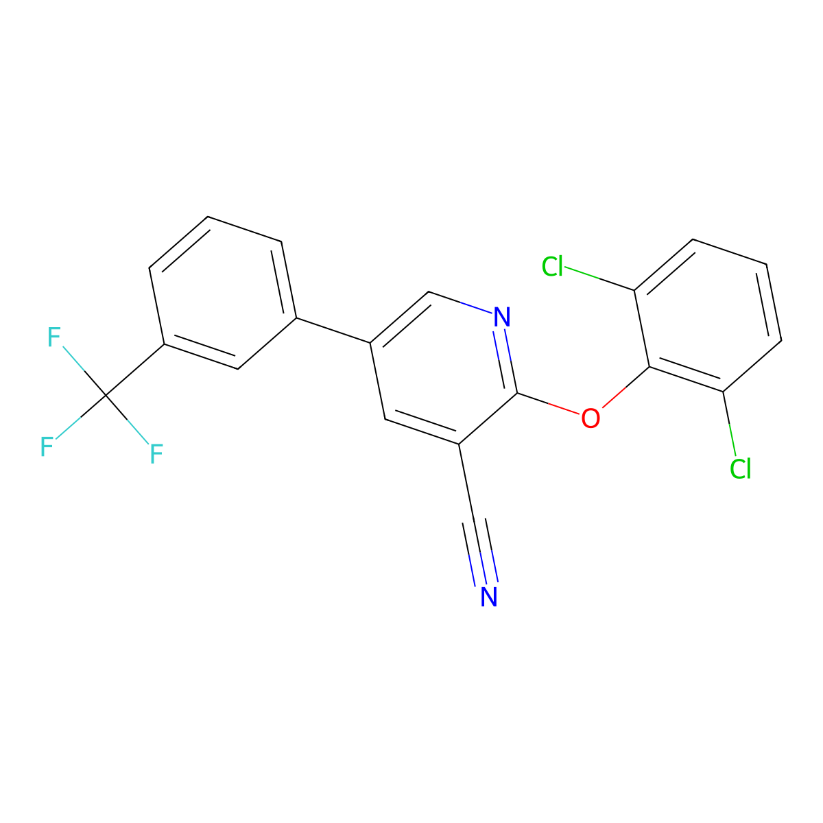 2-(2,6-Dichlorophenoxy)-5-[3-(trifluoromethyl)phenyl]pyridine-3-carbonitrile molecular structure, CAS 338964-61-7