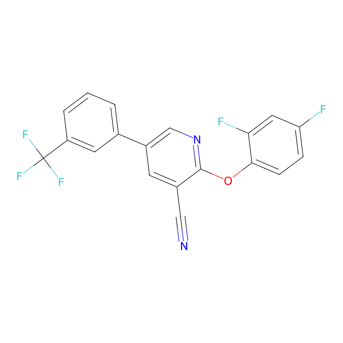 2-(2,4-Difluorophenoxy)-5-[3-(trifluoromethyl)phenyl]pyridine-3-carbonitrile molecular structure, CAS 338964-63-9