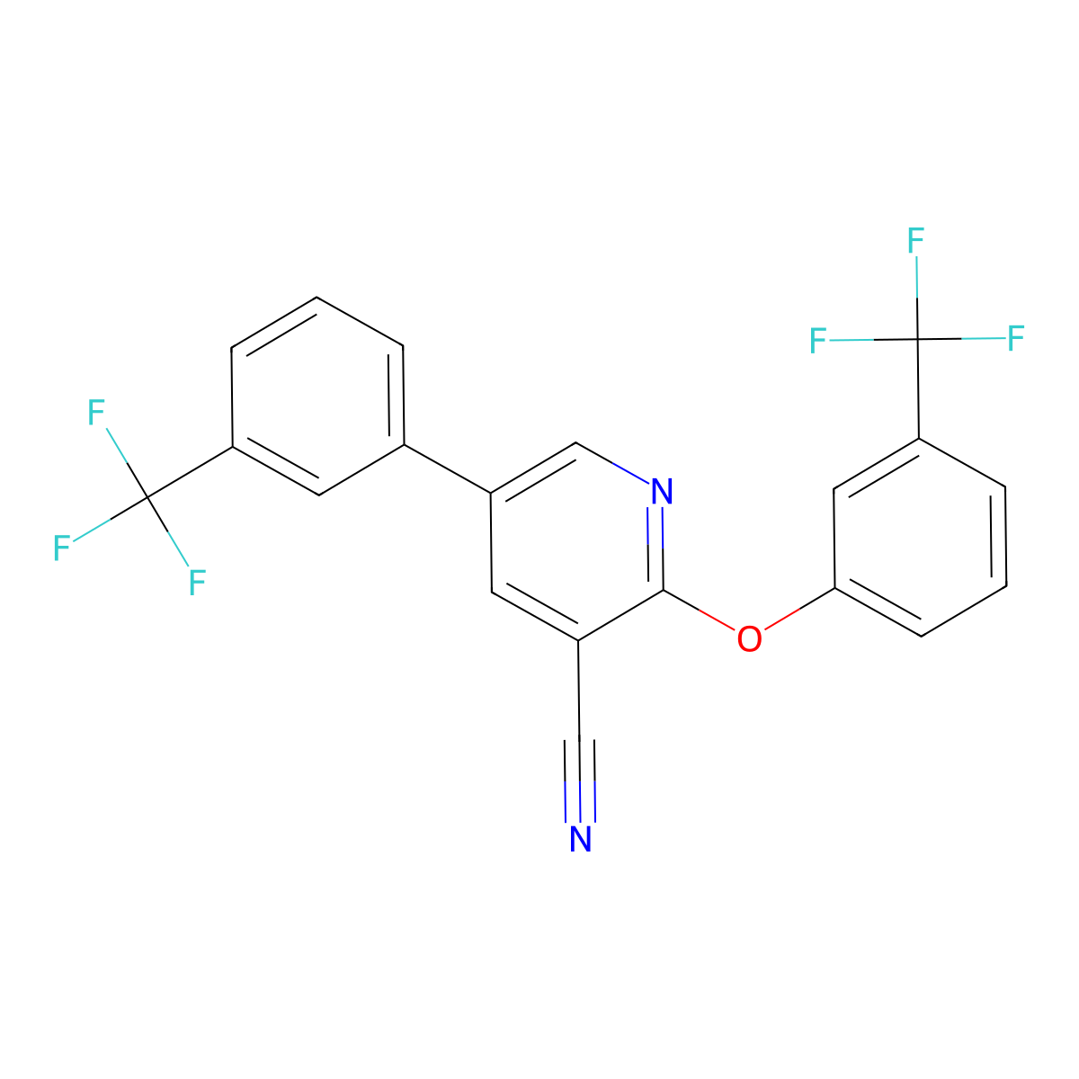 2-[3-(Trifluoromethyl)phenoxy]-5-[3-(trifluoromethyl)phenyl]pyridine-3-carbonitrile molecular structure, CAS 338964-65-1