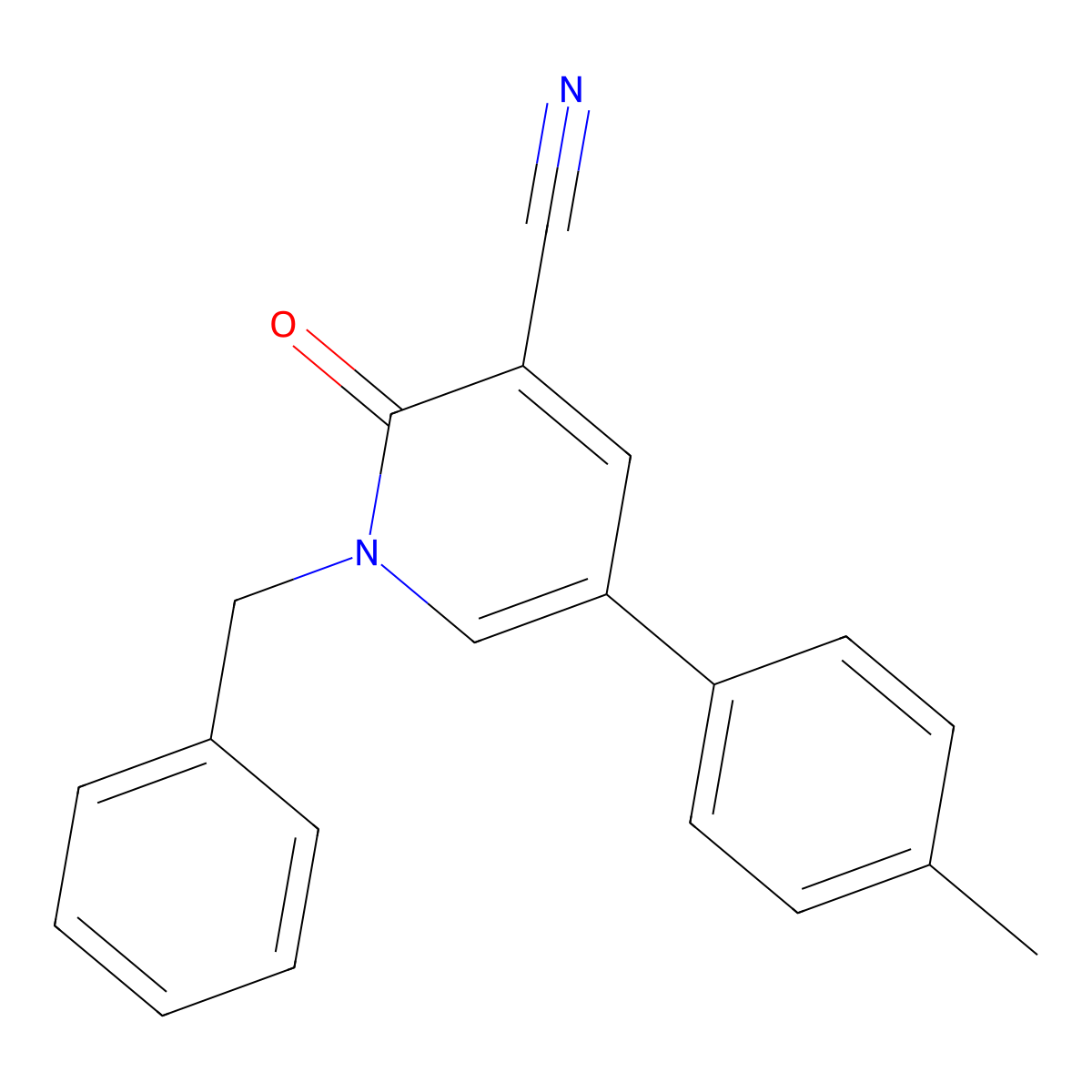 1-Benzyl-5-(4-methylphenyl)-2-oxo-1,2-dihydro-3-pyridinecarbonitrile molecular structure, CAS 338964-90-2
