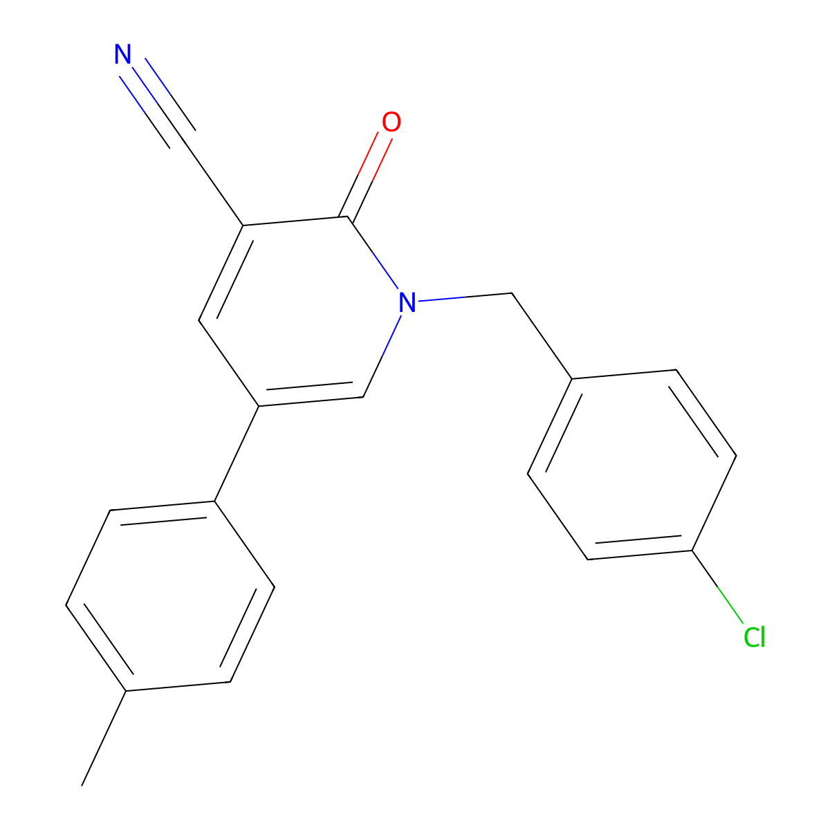 1-(4-Chlorobenzyl)-5-(4-methylphenyl)-2-oxo-1,2-dihydro-3-pyridinecarbonitrile molecular structure, CAS 338964-91-3