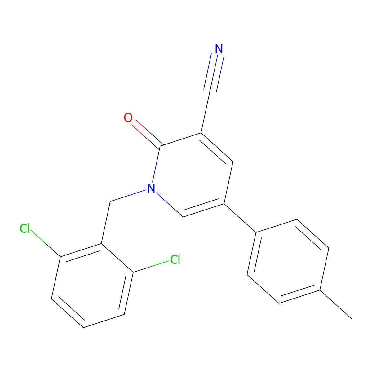 1-(2,6-Dichlorobenzyl)-5-(4-methylphenyl)-2-oxo-1,2-dihydro-3-pyridinecarbonitrile molecular structure, CAS 338964-95-7