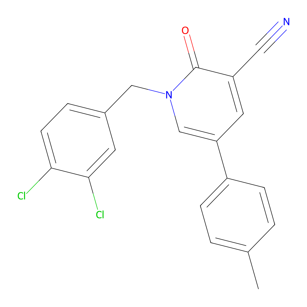 1-(3,4-Dichlorobenzyl)-5-(4-methylphenyl)-2-oxo-1,2-dihydro-3-pyridinecarbonitrile molecular structure, CAS 338964-96-8
