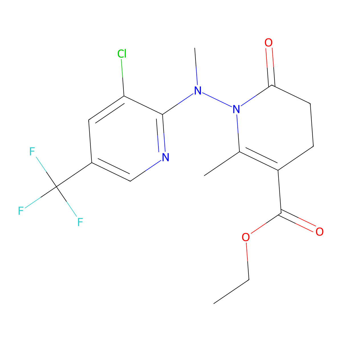 Ethyl 1-[[3-chloro-5-(trifluoromethyl)-2-pyridinyl](methyl)amino]-2-methyl-6-oxo-1,4,5,6-tetrahydro-3-pyridinecarboxylate molecular structure, CAS 338965-01-8