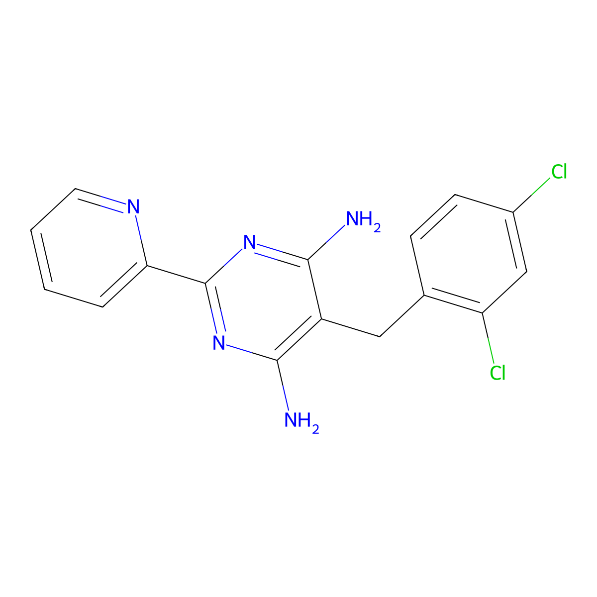 5-(2,4-Dichlorobenzyl)-2-(2-pyridinyl)-4,6-pyrimidinediamine molecular structure, CAS 338965-09-6