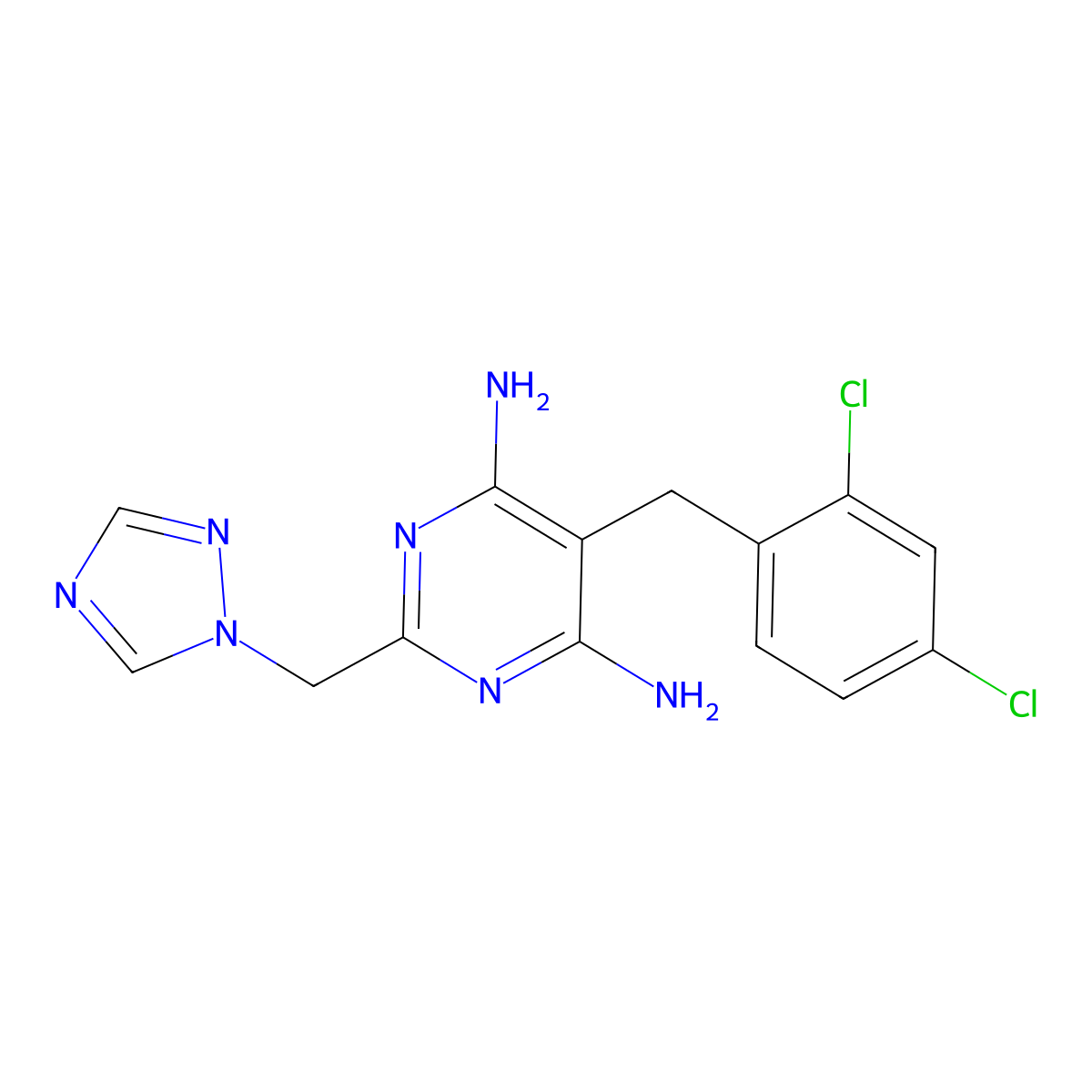 5-(2,4-dichlorobenzyl)-2-(1H-1,2,4-triazol-1-ylmethyl)-4,6-pyrimidinediamine molecular structure, CAS 338965-11-0