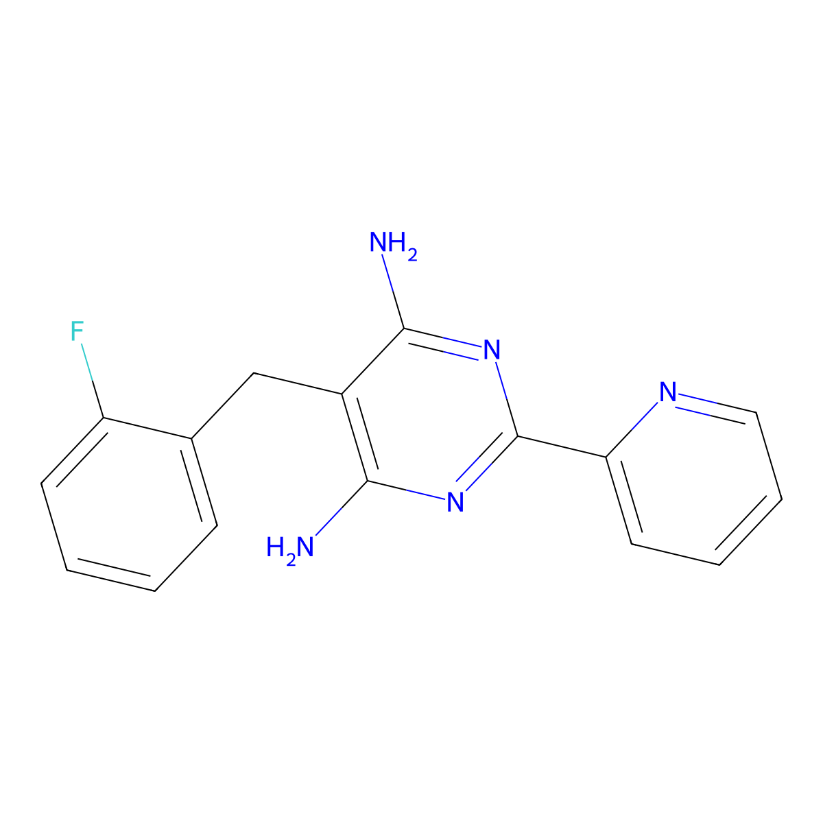 5-(2-Fluorobenzyl)-2-(2-pyridinyl)-4,6-pyrimidinediamine molecular structure, CAS 338965-20-1