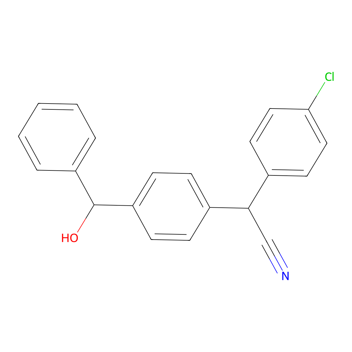 2-(4-Chlorophenyl)-2-{4-[hydroxy(phenyl)methyl]phenyl}acetonitrile molecular structure, CAS 338965-27-8