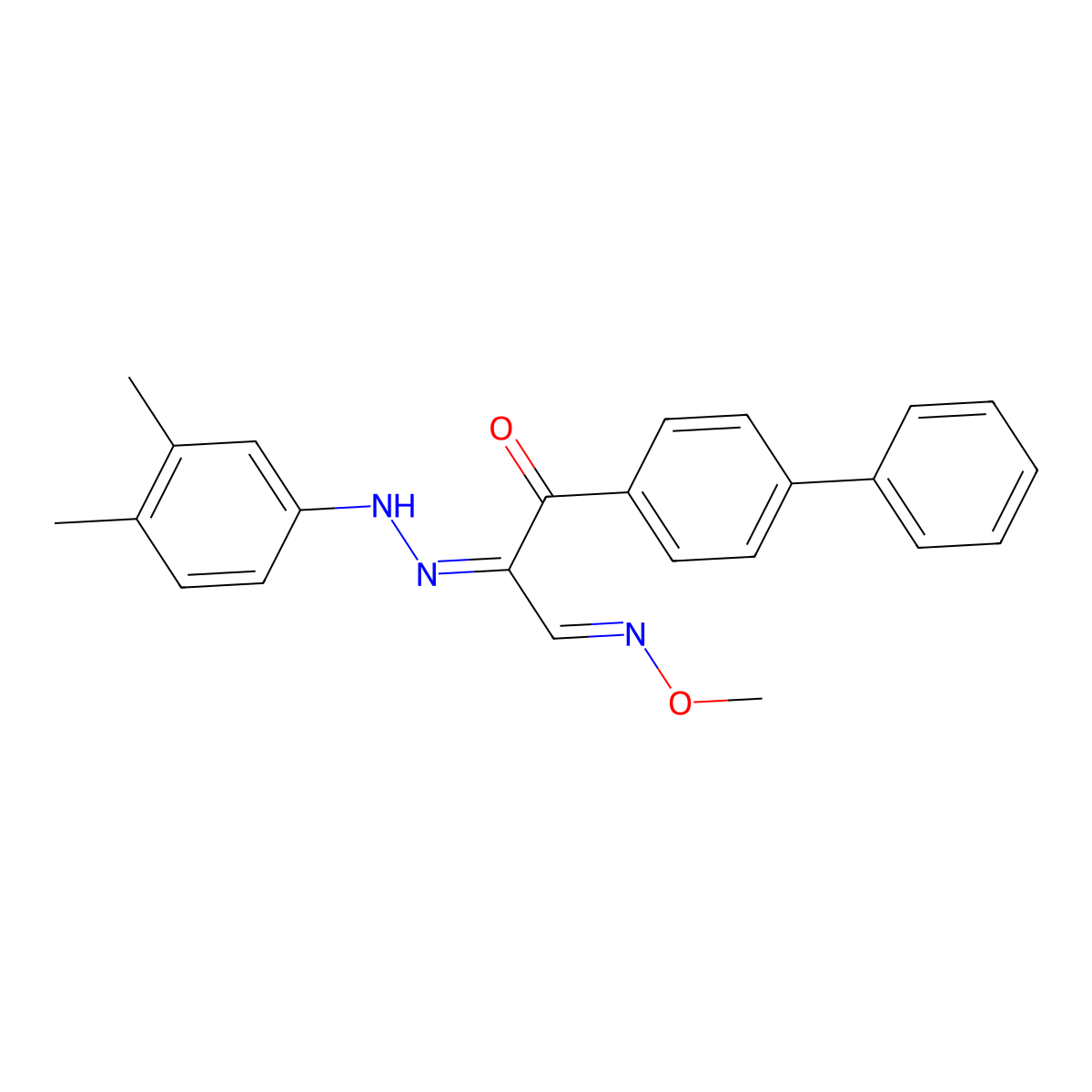 3-[1,1'-biphenyl]-4-yl-2-[2-(3,4-dimethylphenyl)hydrazono]-3-oxopropanal O-methyloxime molecular structure, CAS 338965-28-9