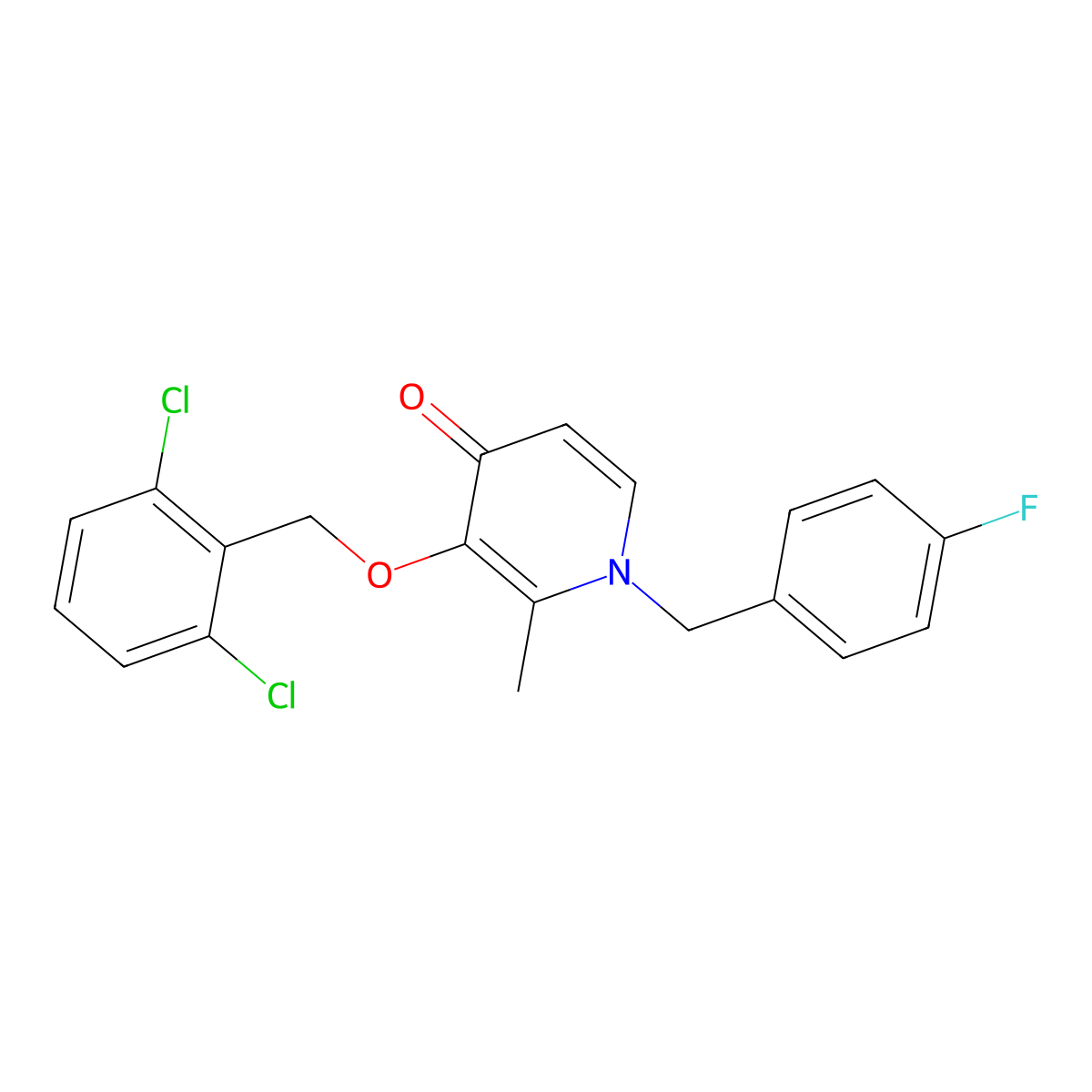 3-((2,6-Dichlorobenzyl)oxy)-1-(4-fluorobenzyl)-2-methyl-4(1H)-pyridinone molecular structure, CAS 338965-40-5