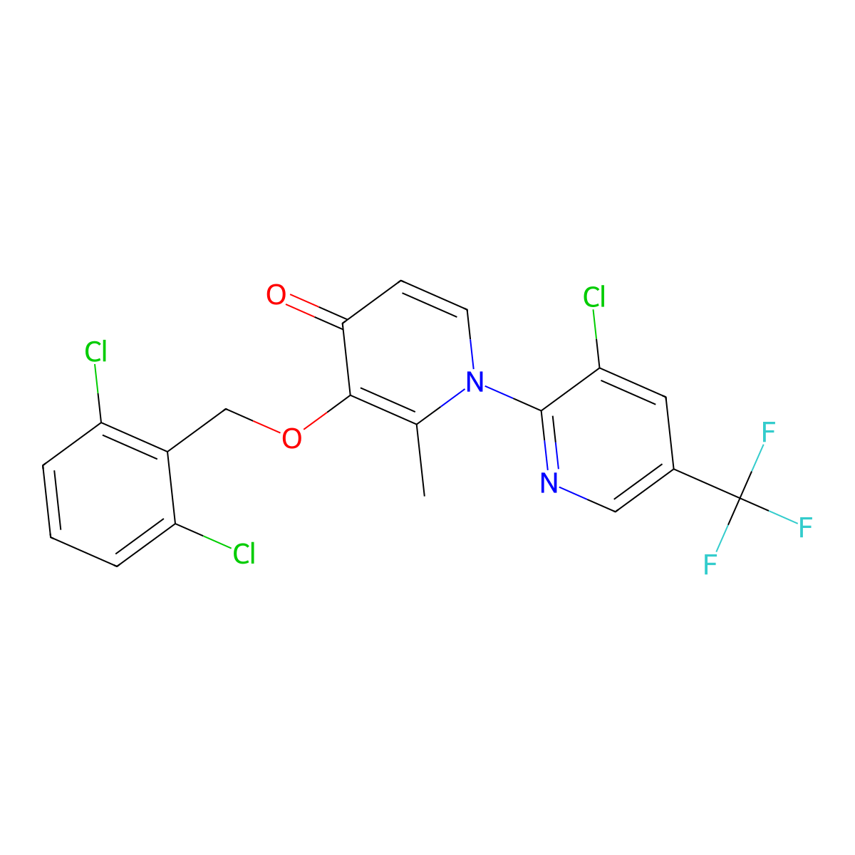 1-(3-Chloro-5-(trifluoromethyl)-2-pyridinyl)-3-((2,6-dichlorobenzyl)oxy)-2-methyl-4(1H)-pyridinone molecular structure, CAS 338965-41-6