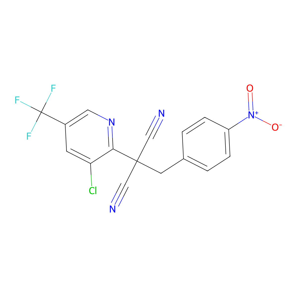 2-[3-Chloro-5-(trifluoromethyl)pyridin-2-yl]-2-[(4-nitrophenyl)methyl]propanedinitrile molecular structure, CAS 338965-42-7