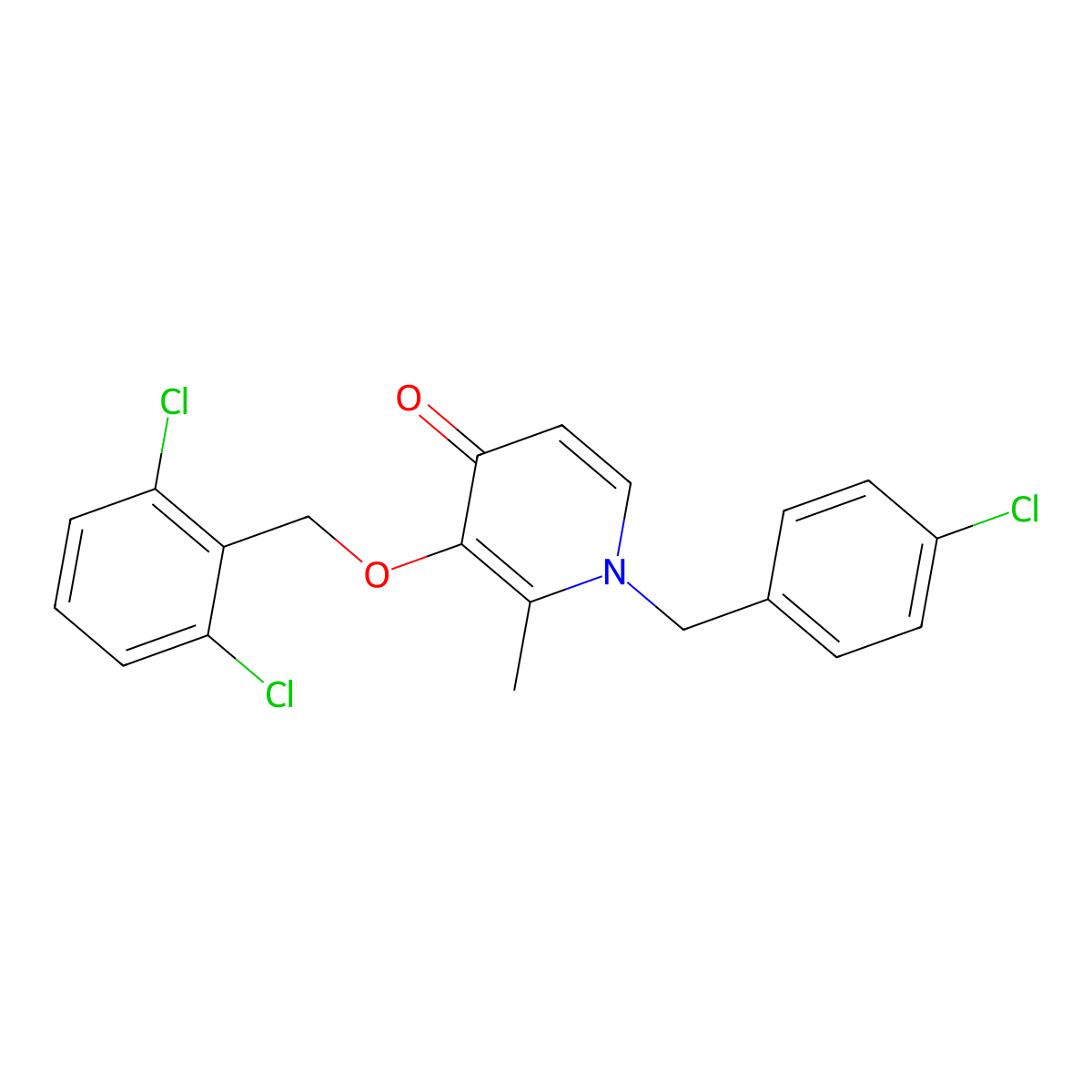 1-(4-Chlorobenzyl)-3-((2,6-dichlorobenzyl)oxy)-2-methyl-4(1H)-pyridinone molecular structure, CAS 338965-43-8
