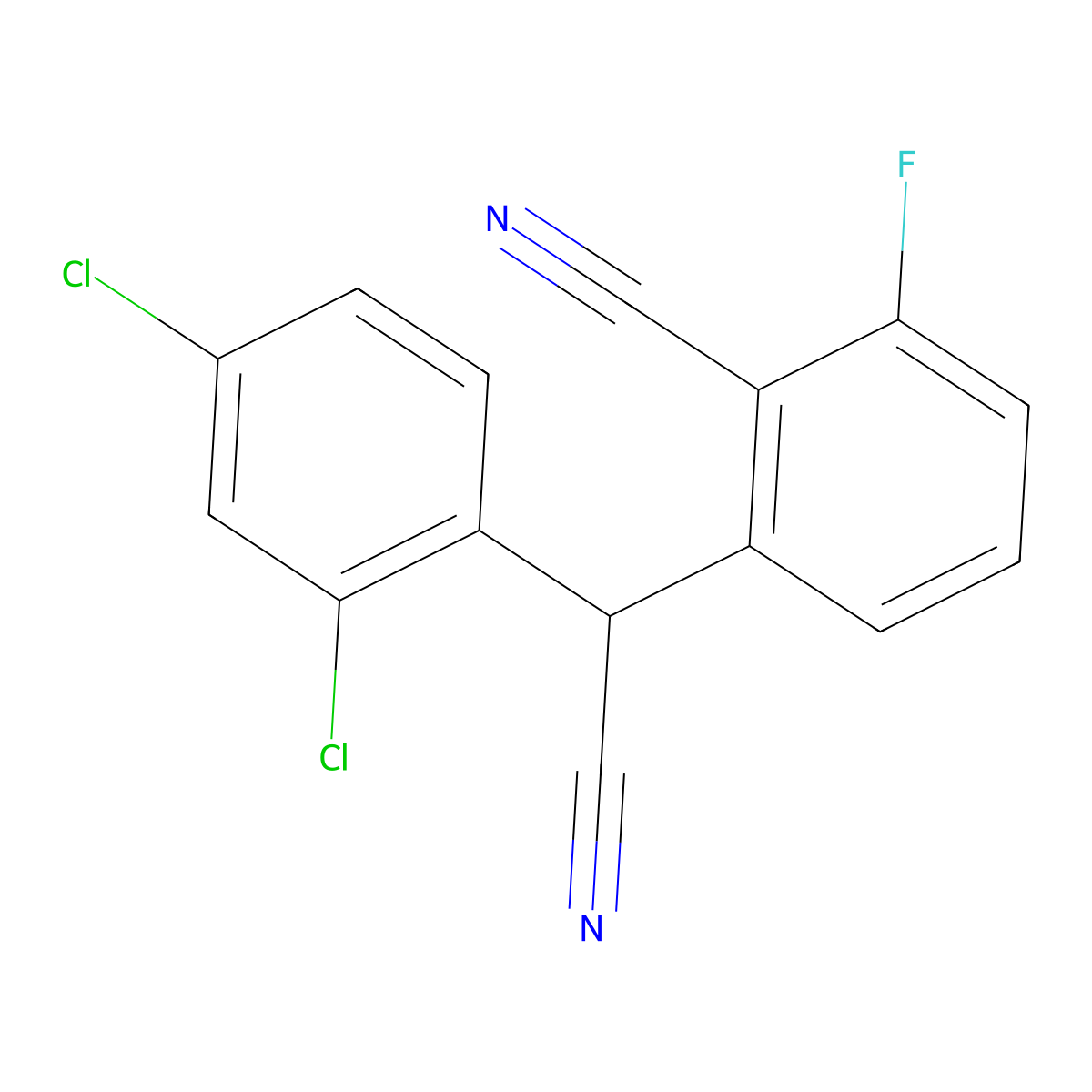 2-[Cyano(2,4-dichlorophenyl)methyl]-6-fluorobenzenecarbonitrile molecular structure, CAS 338965-45-0