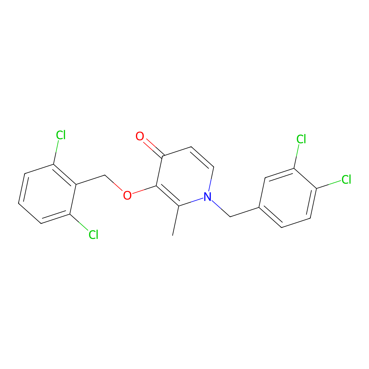 1-(3,4-Dichlorobenzyl)-3-((2,6-dichlorobenzyl)oxy)-2-methyl-4(1H)-pyridinone molecular structure, CAS 338965-46-1