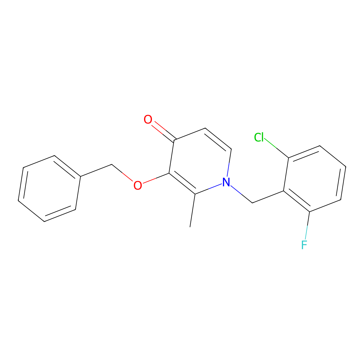 3-(benzyloxy)-1-(2-chloro-6-fluorobenzyl)-2-methyl-4(1H)-pyridinone molecular structure, CAS 338965-48-3