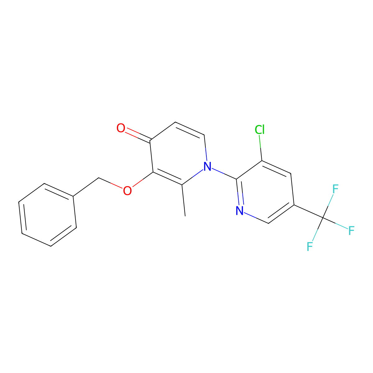 1-[3-Chloro-5-(trifluoromethyl)pyridin-2-yl]-2-methyl-3-phenylmethoxypyridin-4-one molecular structure, CAS 338965-50-7