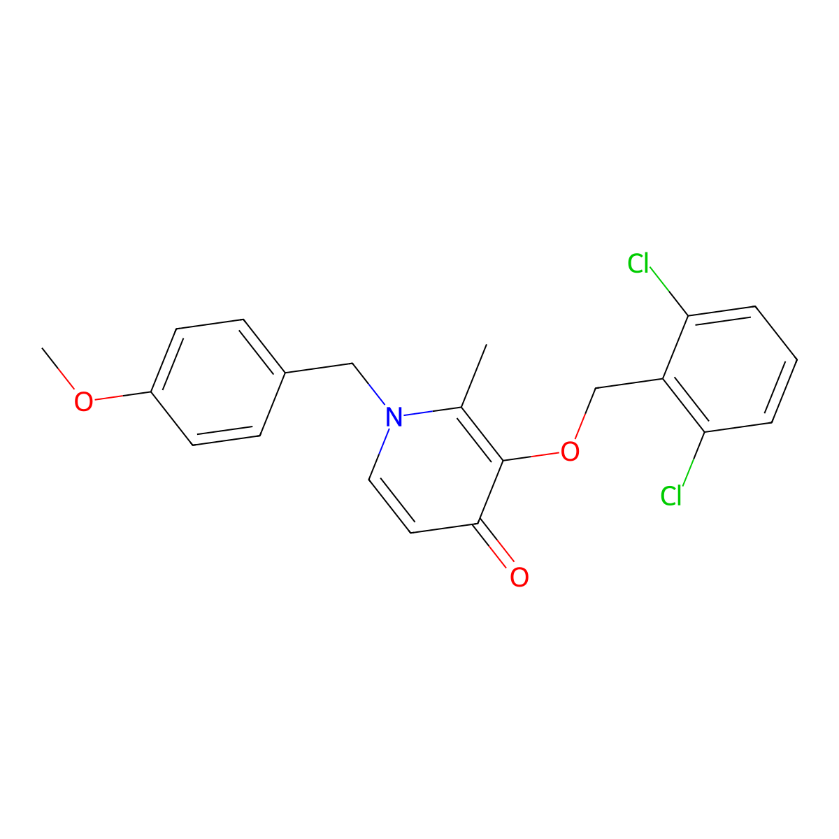 3-((2,6-Dichlorobenzyl)oxy)-1-(4-methoxybenzyl)-2-methyl-4(1H)-pyridinone molecular structure, CAS 338965-53-0