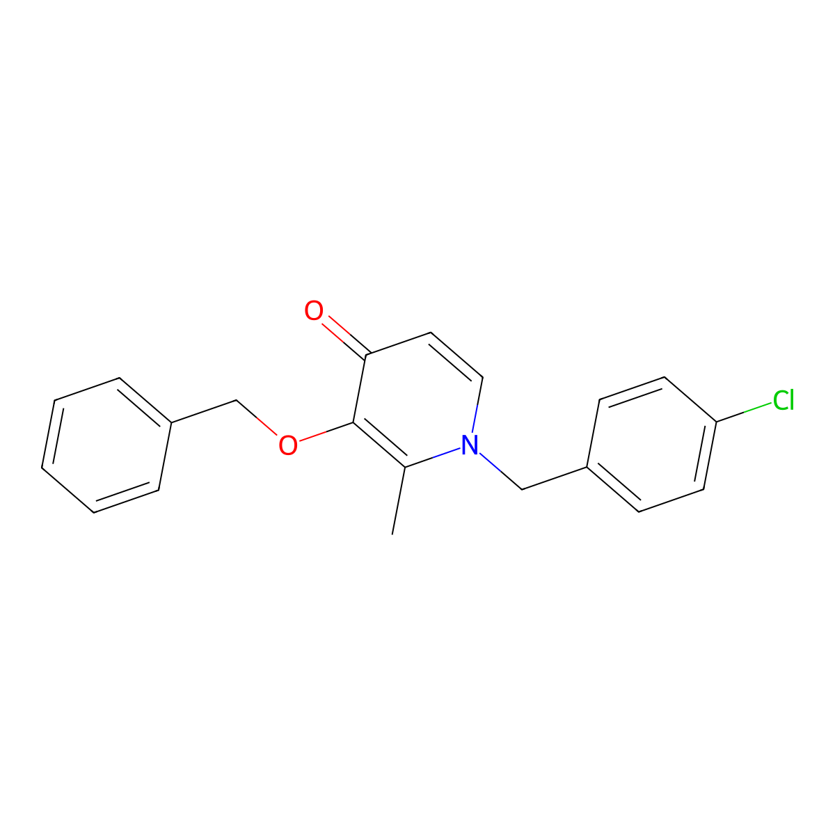 3-(benzyloxy)-1-(4-chlorobenzyl)-2-methyl-4(1H)-pyridinone molecular structure, CAS 338965-55-2