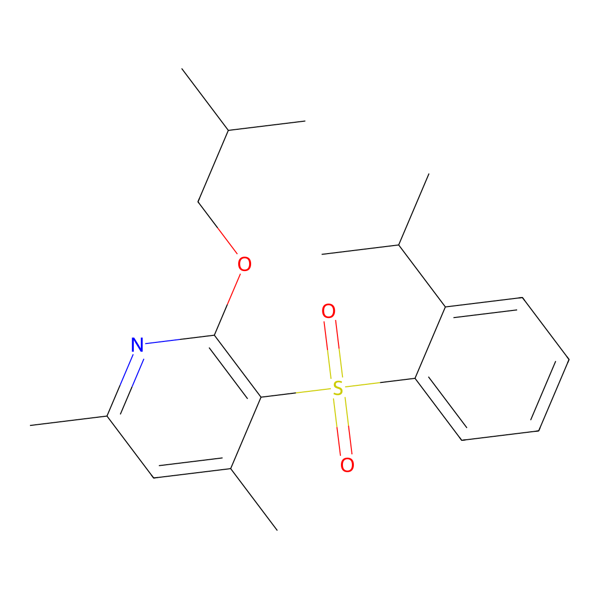 2-Isobutoxy-3-[(2-isopropylphenyl)sulfonyl]-4,6-dimethylpyridine molecular structure, CAS 338965-65-4