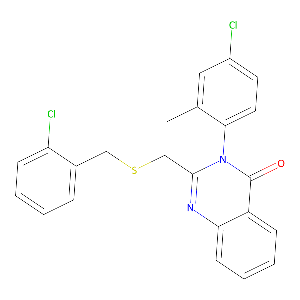 2-{[(2-chlorobenzyl)sulfanyl]methyl}-3-(4-chloro-2-methylphenyl)-4(3H)-quinazolinone molecular structure, CAS 338965-67-6