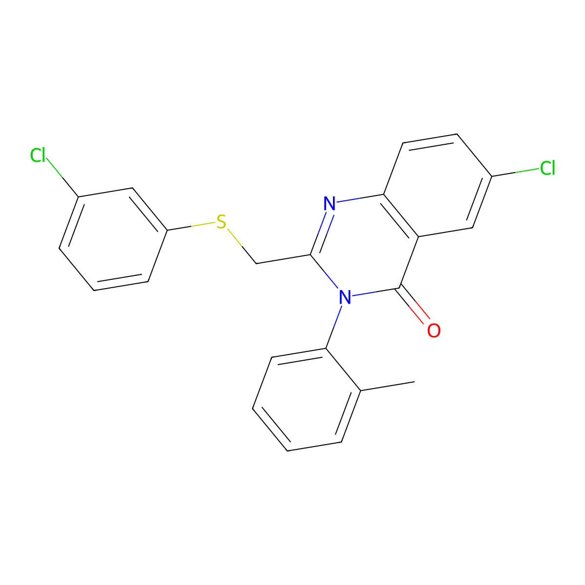6-Chloro-2-[(3-chlorophenyl)sulfanylmethyl]-3-(2-methylphenyl)quinazolin-4-one molecular structure, CAS 338965-74-5