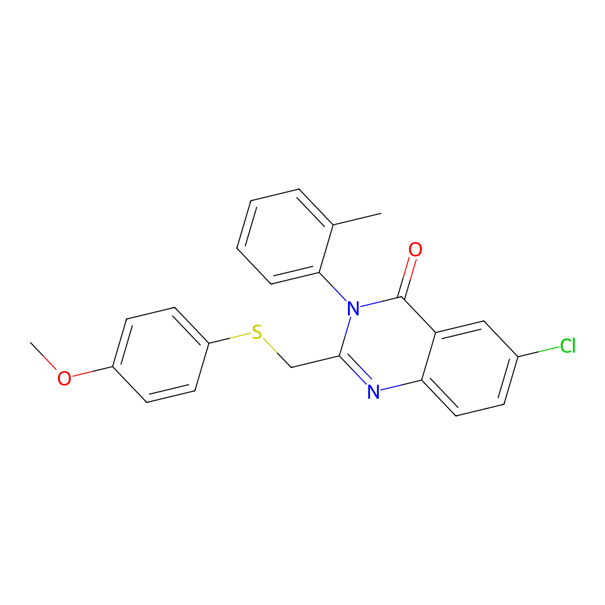 6-Chloro-2-[(4-methoxyphenyl)sulfanylmethyl]-3-(2-methylphenyl)quinazolin-4-one molecular structure, CAS 338965-76-7