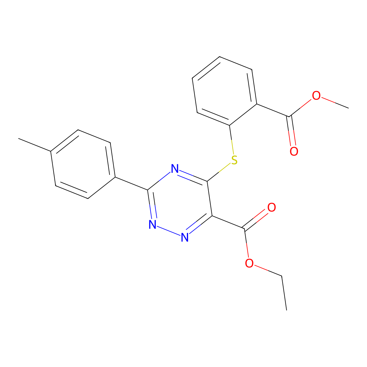 Ethyl 5-{[2-(methoxycarbonyl)phenyl]sulfanyl}-3-(4-methylphenyl)-1,2,4-triazine-6-carboxylate molecular structure, CAS 338965-82-5