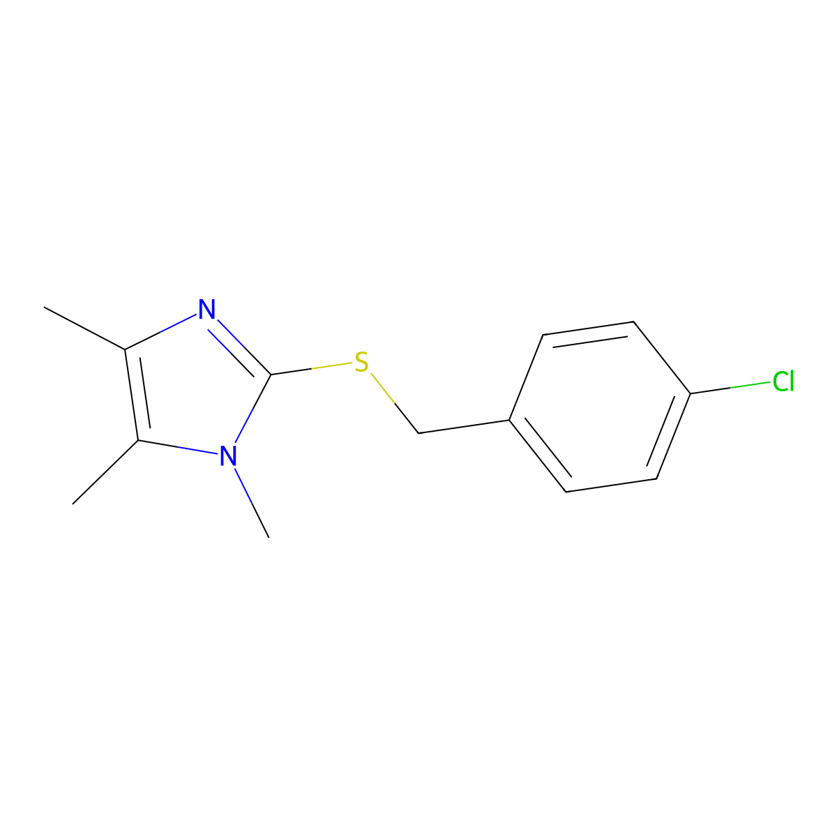 4-chlorobenzyl 1,4,5-trimethyl-1H-imidazol-2-yl sulfide molecular structure, CAS 338965-83-6
