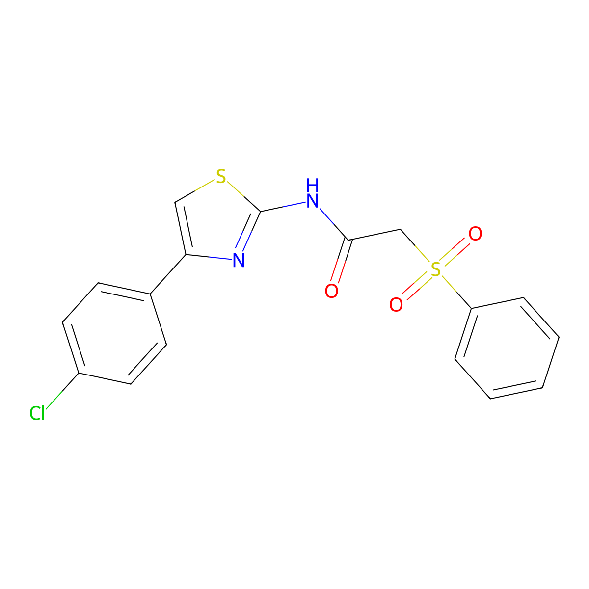 2-(benzenesulfonyl)-N-[4-(4-chlorophenyl)-1,3-thiazol-2-yl]acetamide molecular structure, CAS 338966-01-1