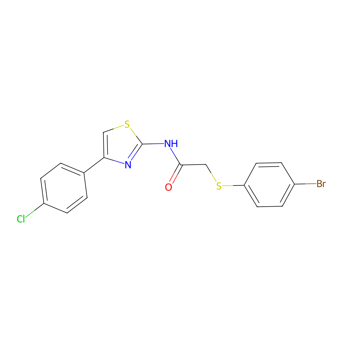 2-[(4-bromophenyl)sulfanyl]-N-[4-(4-chlorophenyl)-1,3-thiazol-2-yl]acetamide molecular structure, CAS 338966-02-2