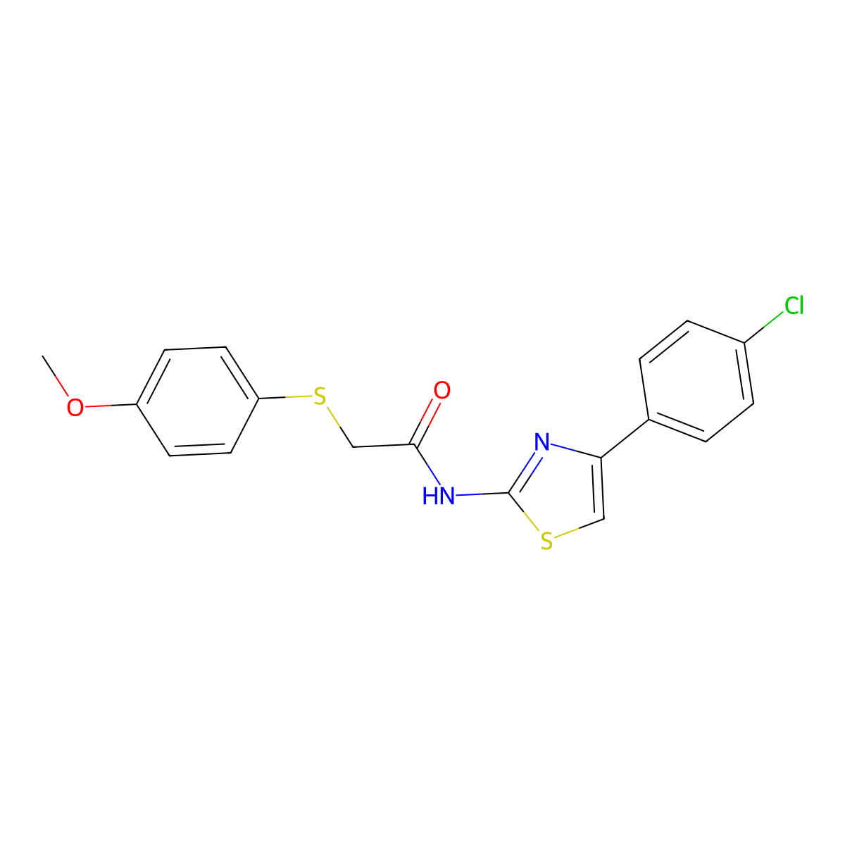 N-[4-(4-chlorophenyl)-1,3-thiazol-2-yl]-2-[(4-methoxyphenyl)sulfanyl]acetamide molecular structure, CAS 338966-03-3