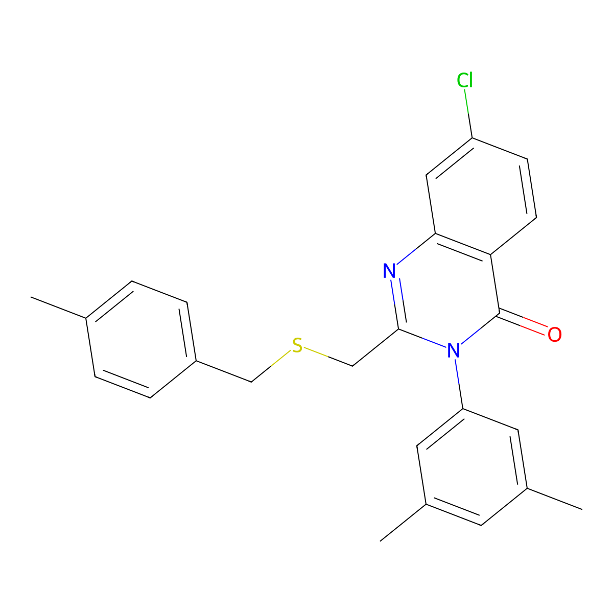 7-Chloro-3-(3,5-dimethylphenyl)-2-[(4-methylphenyl)methylsulfanylmethyl]quinazolin-4-one molecular structure, CAS 338966-07-7