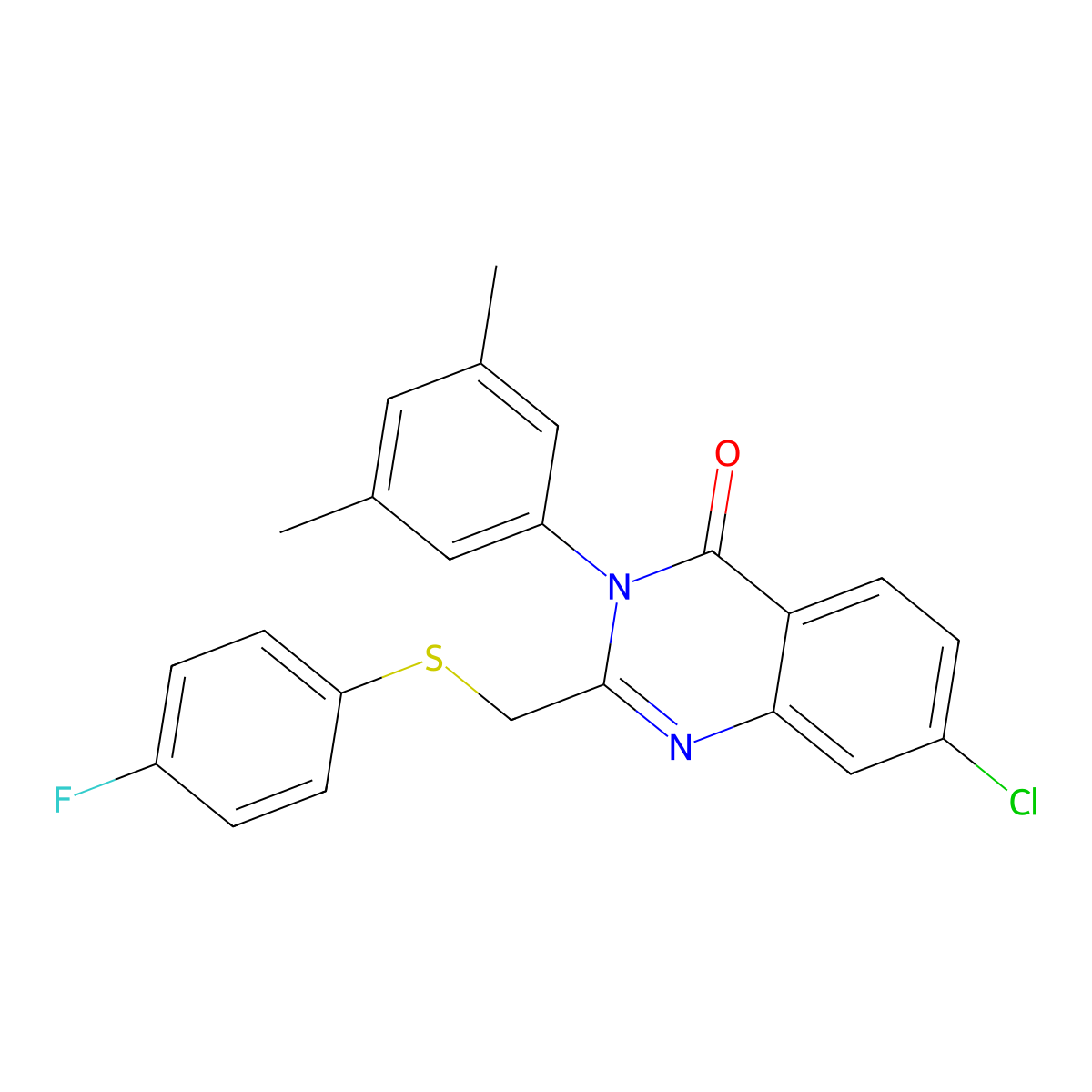 7-Chloro-3-(3,5-dimethylphenyl)-2-[(4-fluorophenyl)sulfanylmethyl]quinazolin-4-one molecular structure, CAS 338966-09-9