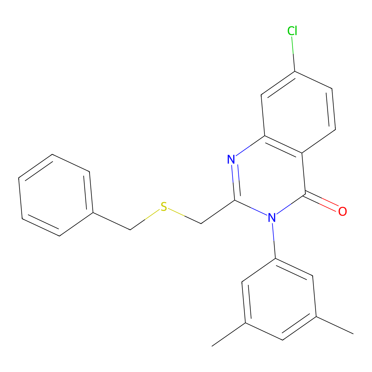 2-(Benzylsulfanylmethyl)-7-chloro-3-(3,5-dimethylphenyl)quinazolin-4-one molecular structure, CAS 338966-11-3
