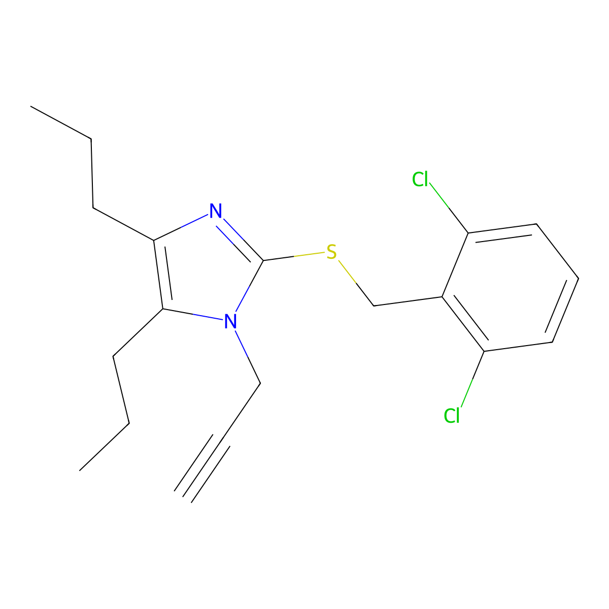 2-[(2,6-dichlorobenzyl)sulfanyl]-4,5-dipropyl-1-(2-propynyl)-1H-imidazole molecular structure, CAS 338966-13-5