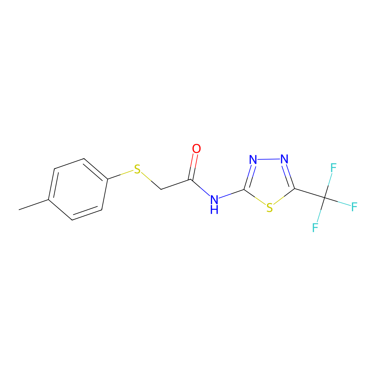 2-[(4-methylphenyl)sulfanyl]-N-[5-(trifluoromethyl)-1,3,4-thiadiazol-2-yl]acetamide molecular structure, CAS 338966-33-9