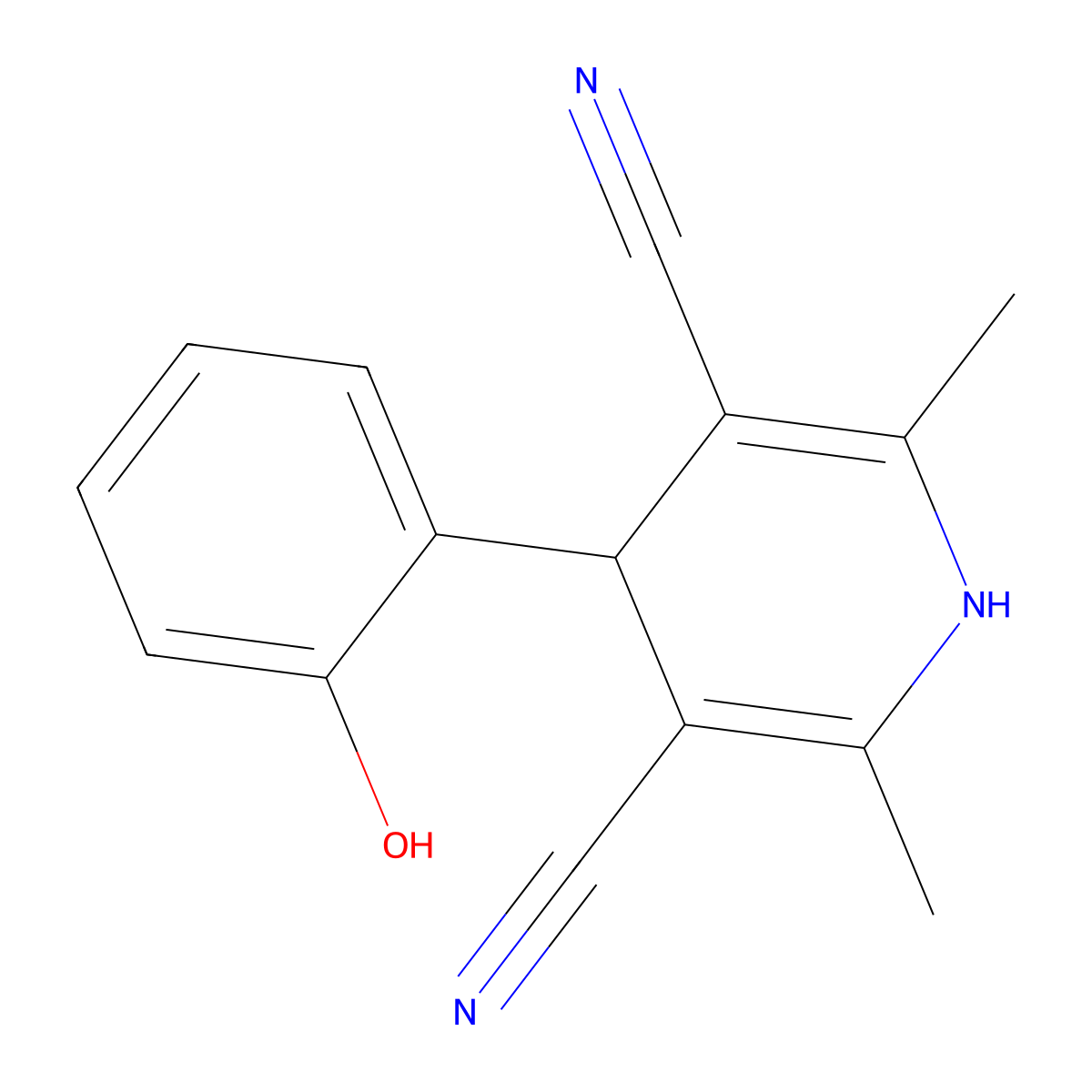 4-(2-Hydroxyphenyl)-2,6-dimethyl-1,4-dihydropyridine-3,5-dicarbonitrile molecular structure, CAS 338966-41-9