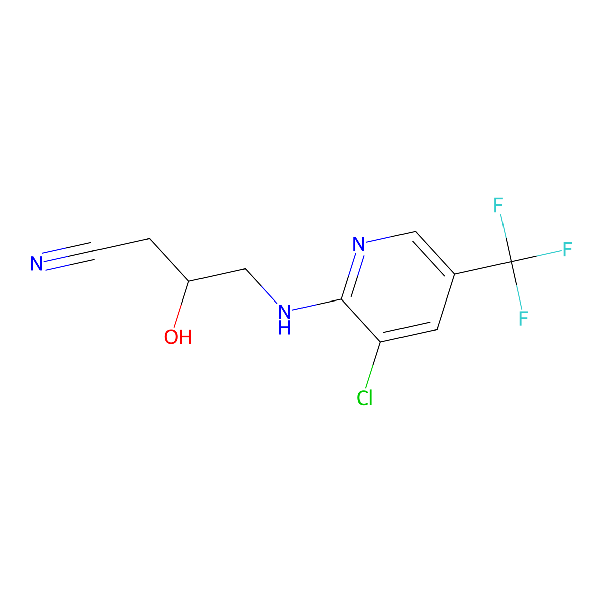 4-((3-Chloro-5-(trifluoromethyl)pyridin-2-yl)amino)-3-hydroxybutanenitrile molecular structure, CAS 338966-48-6