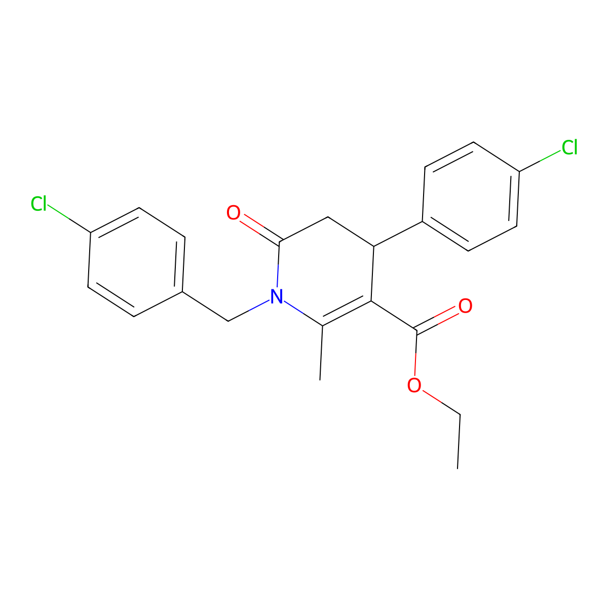 Ethyl 4-(4-chlorophenyl)-1-[(4-chlorophenyl)methyl]-2-methyl-6-oxo-1,4,5,6-tetrahydropyridine-3-carboxylate molecular structure, CAS 338966-56-6