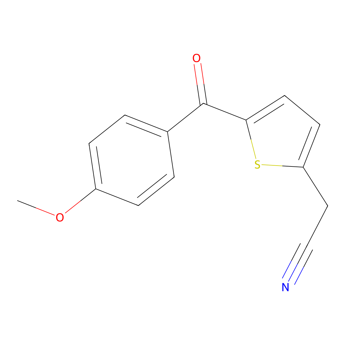 2-[5-(4-Methoxybenzoyl)-2-thienyl]acetonitrile molecular structure, CAS 338966-58-8