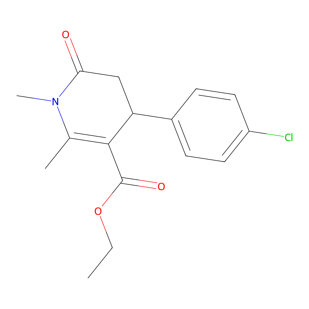 Ethyl 4-(4-chlorophenyl)-1,2-dimethyl-6-oxo-1,4,5,6-tetrahydro-3-pyridinecarboxylate molecular structure, CAS 338966-61-3