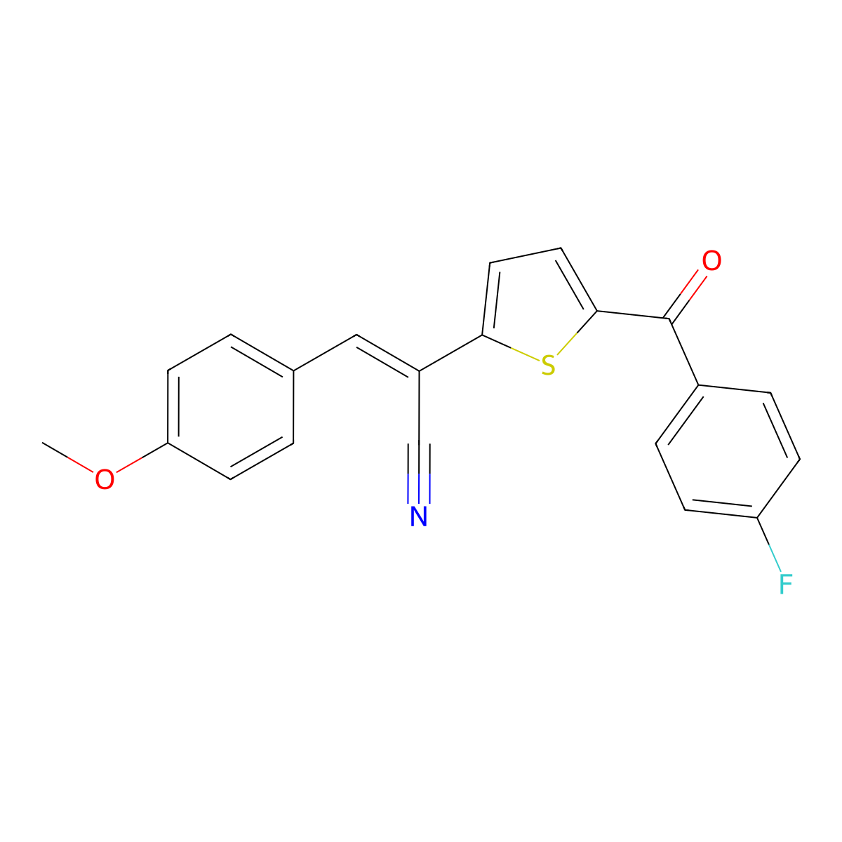 (2E)-2-[5-(4-fluorobenzoyl)thiophen-2-yl]-3-(4-methoxyphenyl)prop-2-enenitrile molecular structure, CAS 338966-63-5